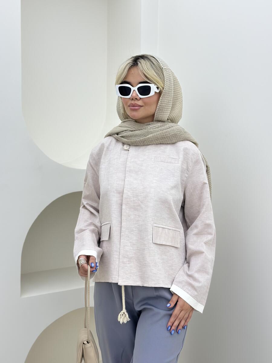 شومیز  لینن دکمه دار جیب پاکتی bt1170-4