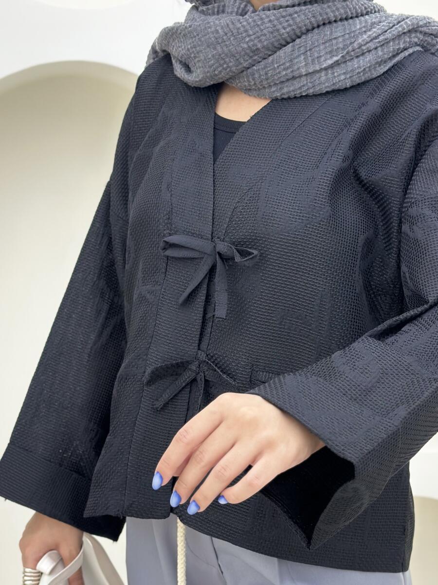 کت لینن کوک دوزی شده جیب خطی دکمه پاپیونی bt1169-12