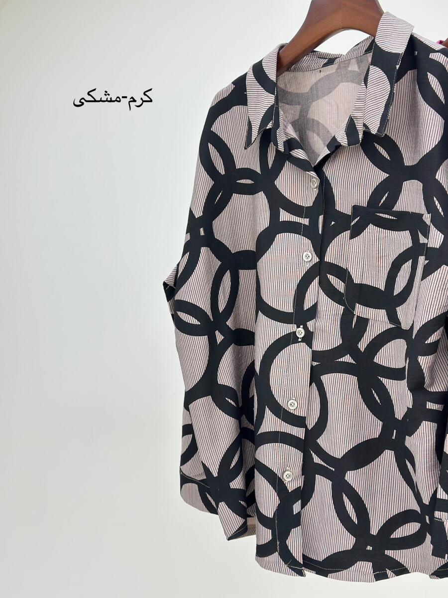 شومیز پارچه راه دار طرح دایره ای bt1180-10