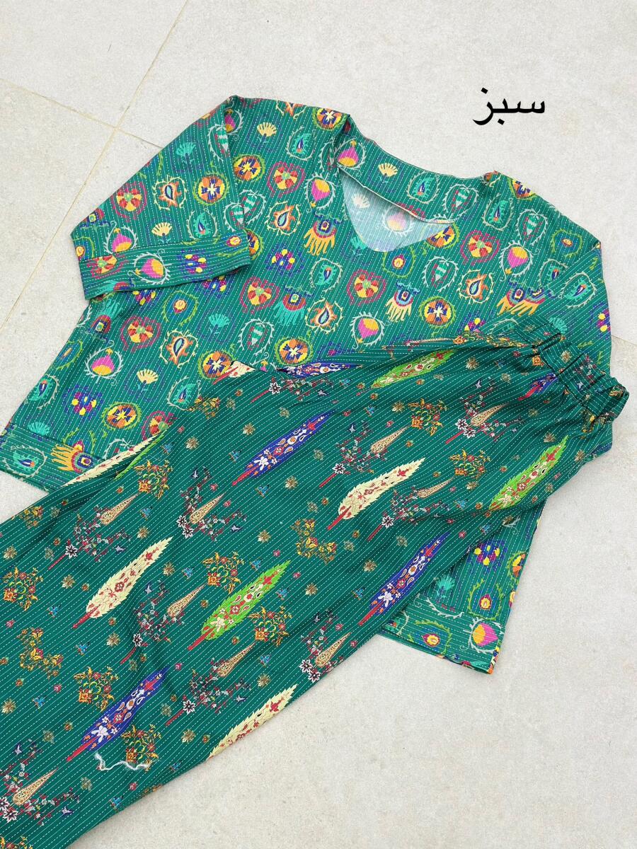 ست2تیکه شومیز جلو بسته و شلوار طرح دار bt1177-8