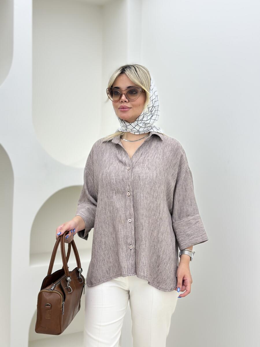 شومیز لینن آستین دکمه دار bt1223-5