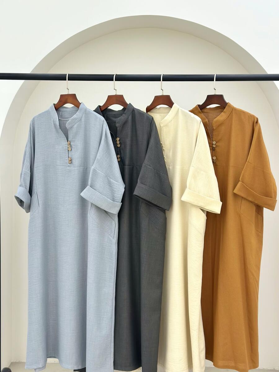 کفتان آستین دوبل یقه دکمه چوبی bt1234-1
