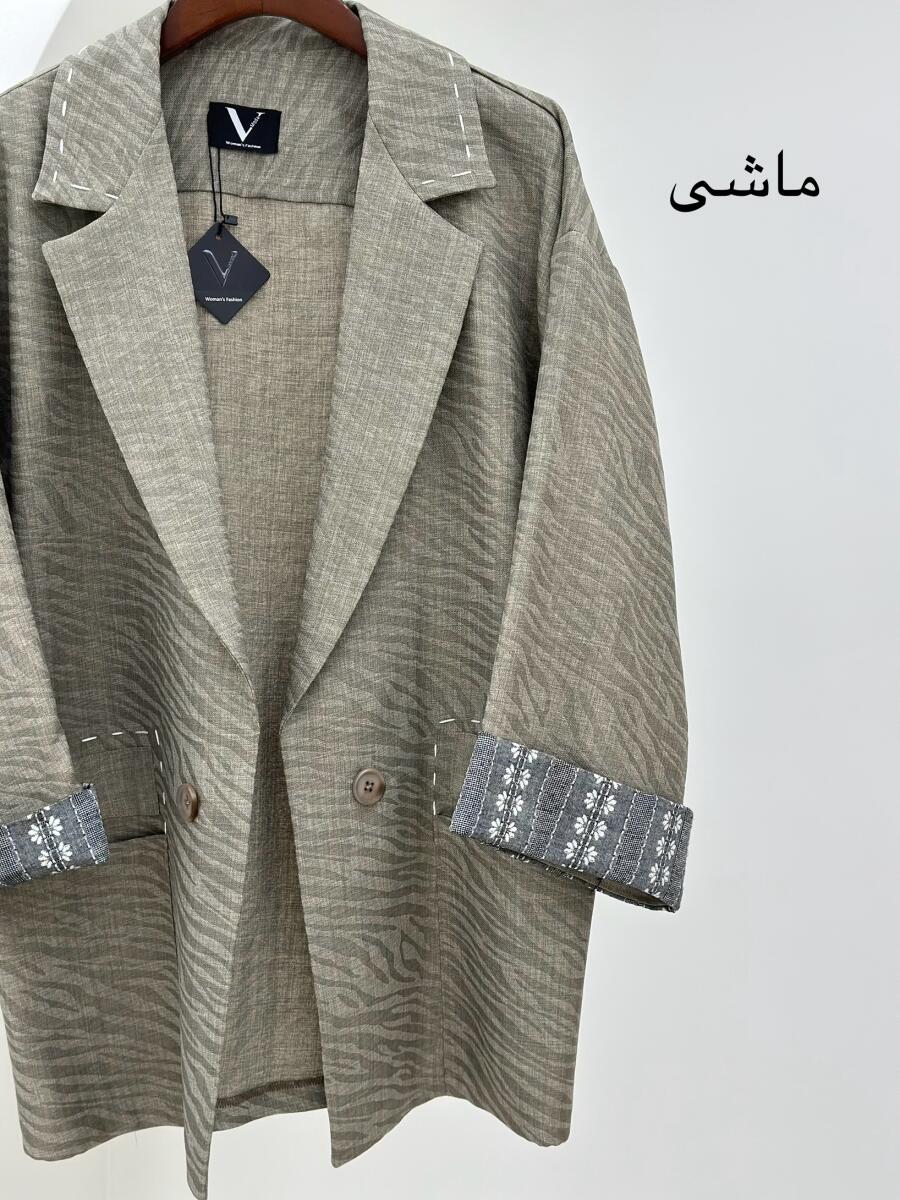 کت مزونی پارچه طرح زبرا آستین دوبل bt1250-11