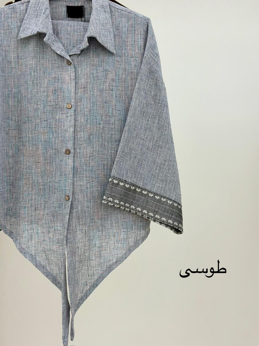 ست 2تیکه شومیز پایین گره ای و دامن لینن bt1265-11