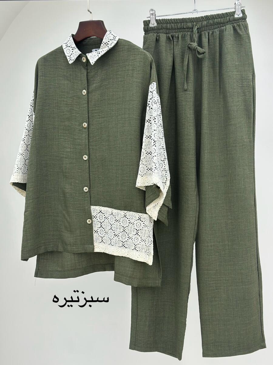 ست 2 تیکه شومیز خرج کار خامه دوزی شده و شلوار 2-bt1269