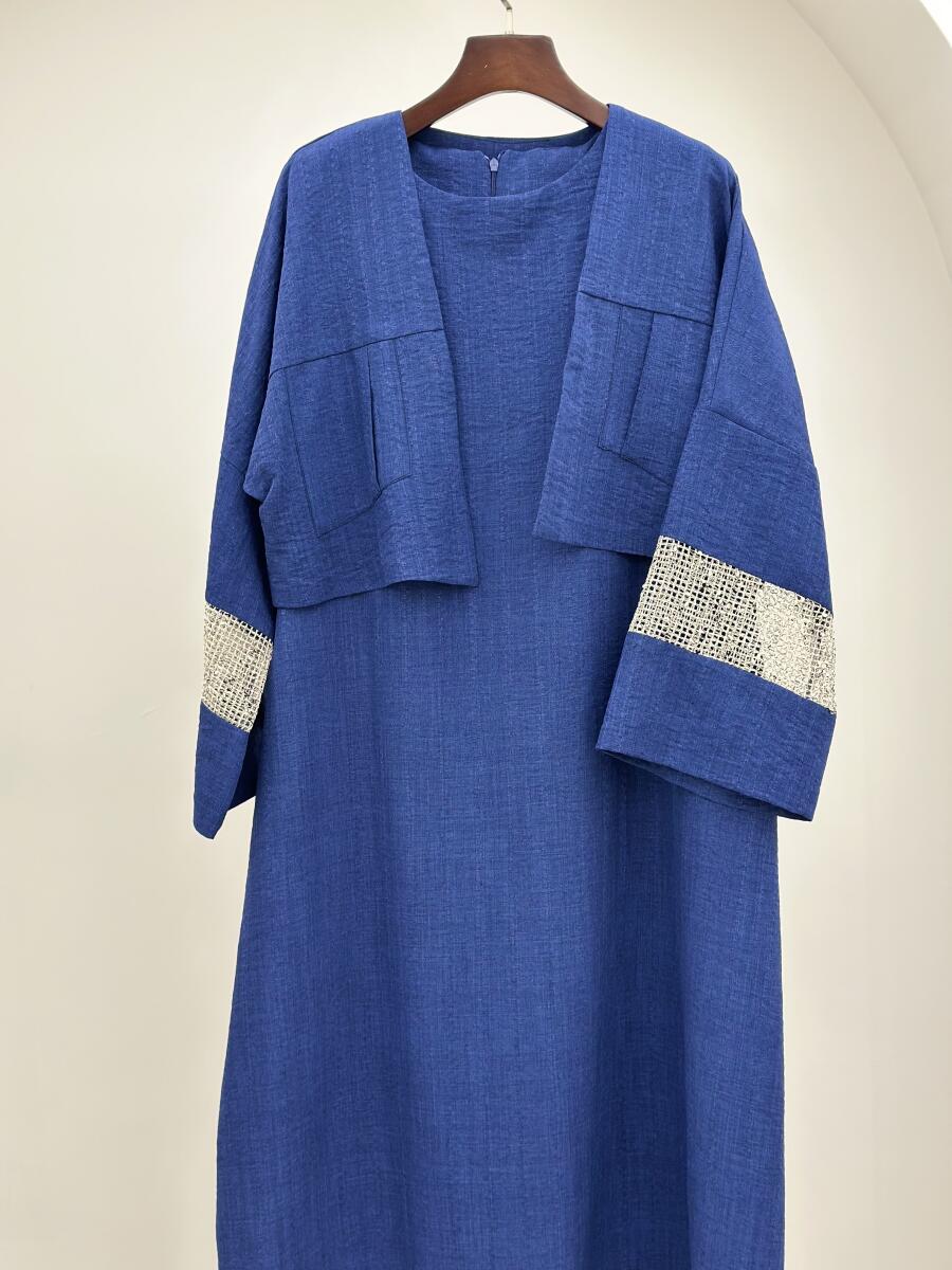 ست 2تیکه پیراهن و کت خرج کار مکرومه ای bt1302-1