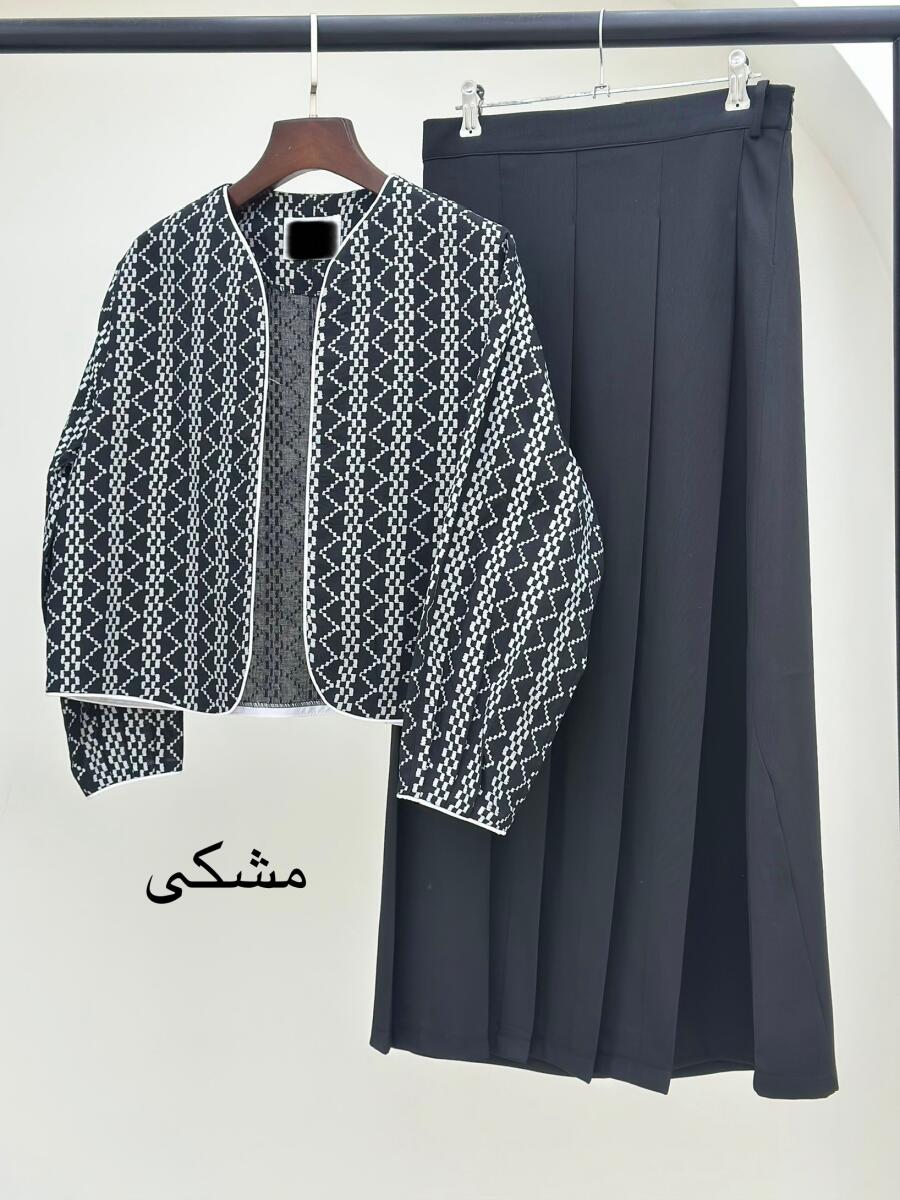 ست 2تیکه کت طرح دار و دامن طرح پلیسه ای bt1295-5