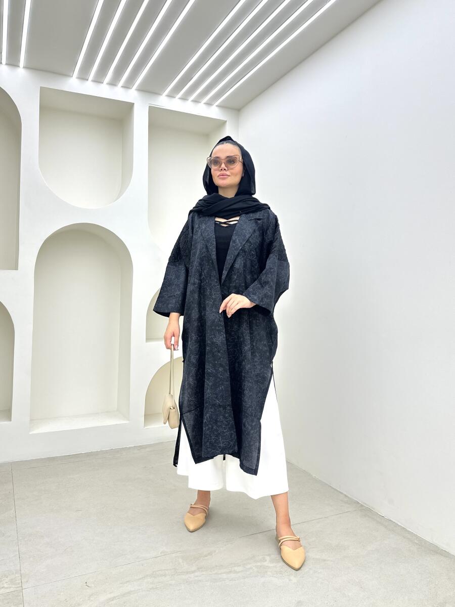 مانتو تابستانه طرح ماربل آستین خرج کار لمه دار bt1332-1