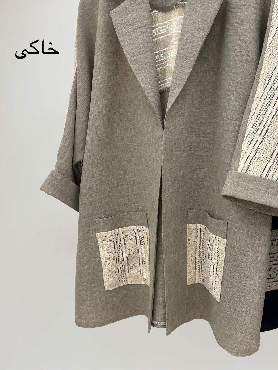 مانتو مزونی آستین دوبل خرج کار خامه دوزی شده جیب دار bt1349-13