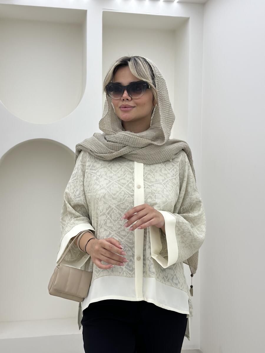 شومیز پارچه طرح گل پلیسه ای bt1380-3