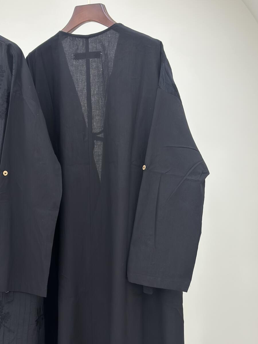 مانتو لینن گلدوزی شده طرح دار جلو بنددار bt1392-2
