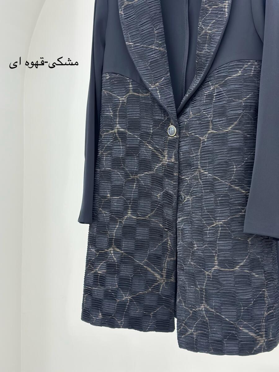 مانتو کرپ مجلسی خرج کار ژاکارد پلیسه ای bt1401-10