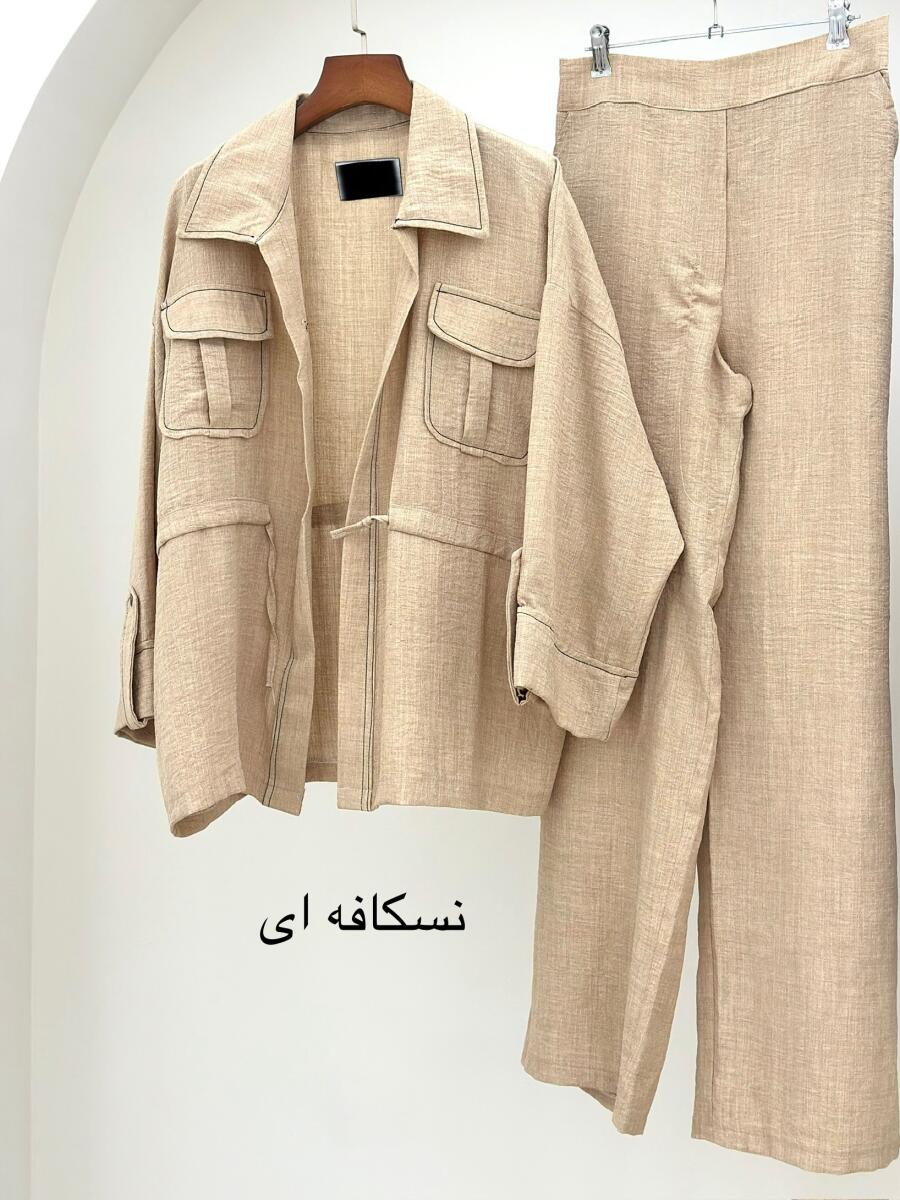 ست 2 تیکه کت طرح سافاری و شلوار تابستانه bt1488-14