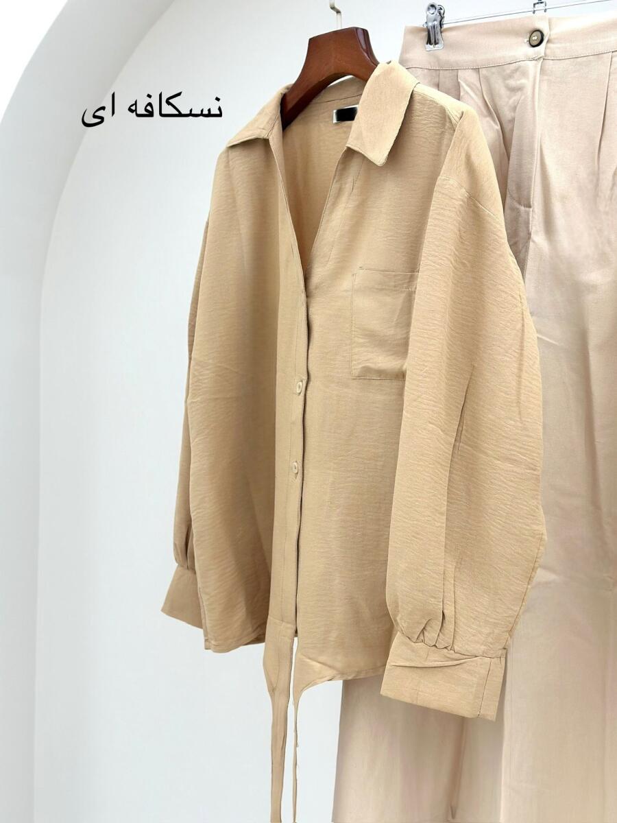 ست 2 تیکه شومیز پایین گره ای و دامن لینن bt1486-14