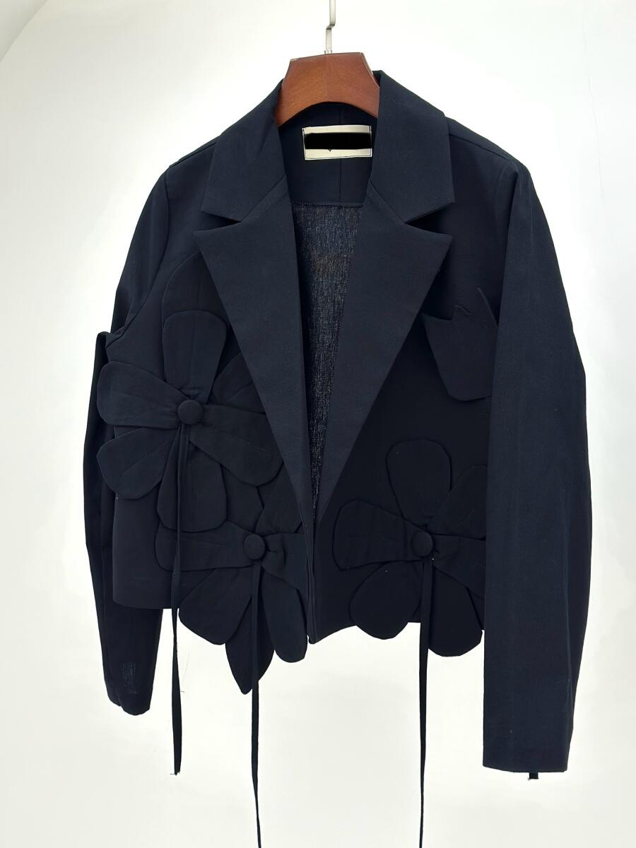 کت لینن اپلیکه دوزی شده طرح گل bt1505-5