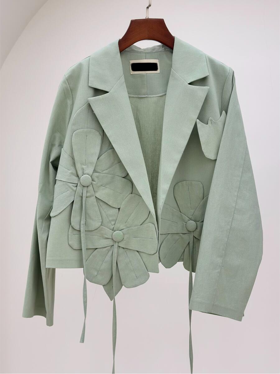 کت لینن اپلیکه دوزی شده طرح گل bt1505-5