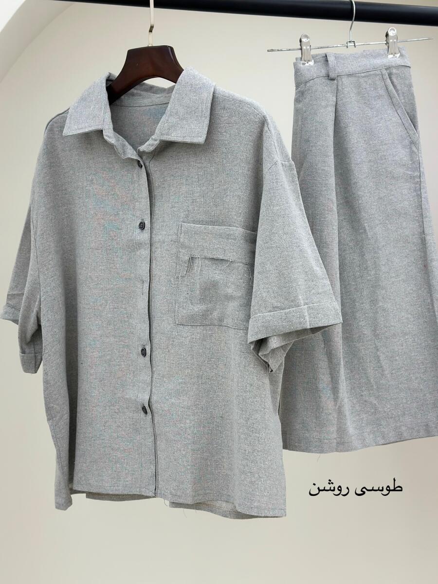 ست 2تیکه شومیز و شلوارک لینن bt1547-9