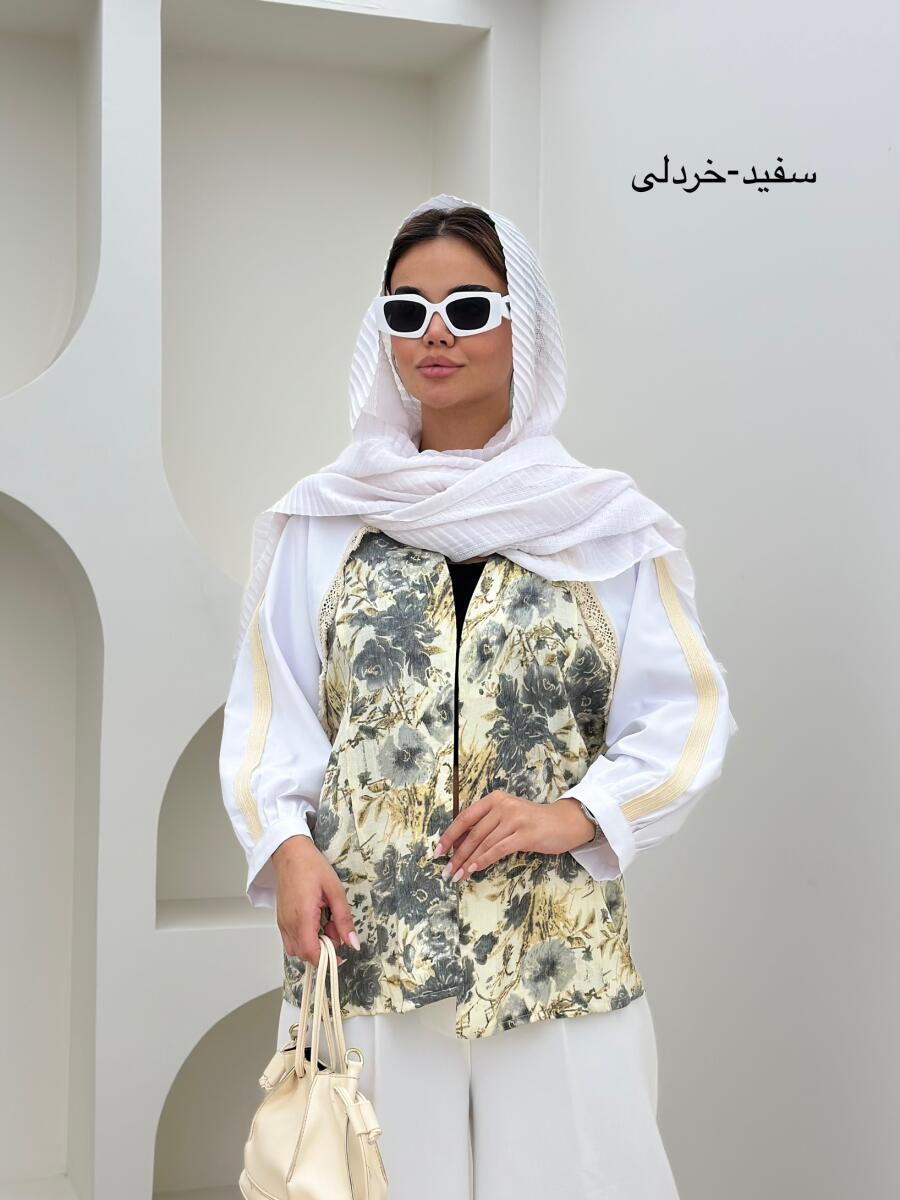 مانتو طرح دار خرج کار مکرومه ایbt1560-7