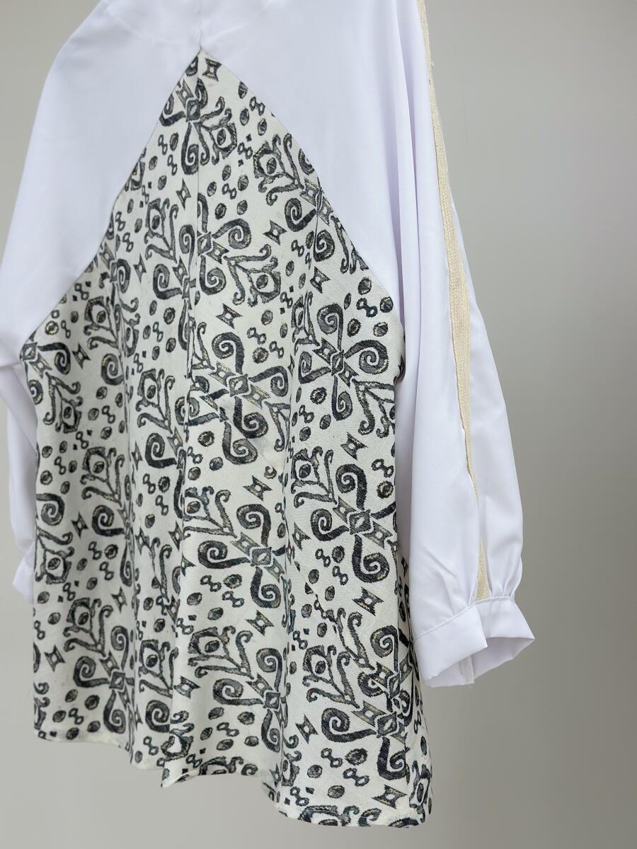 مانتو طرح دار خرج کار مکرومه ایbt1560-7