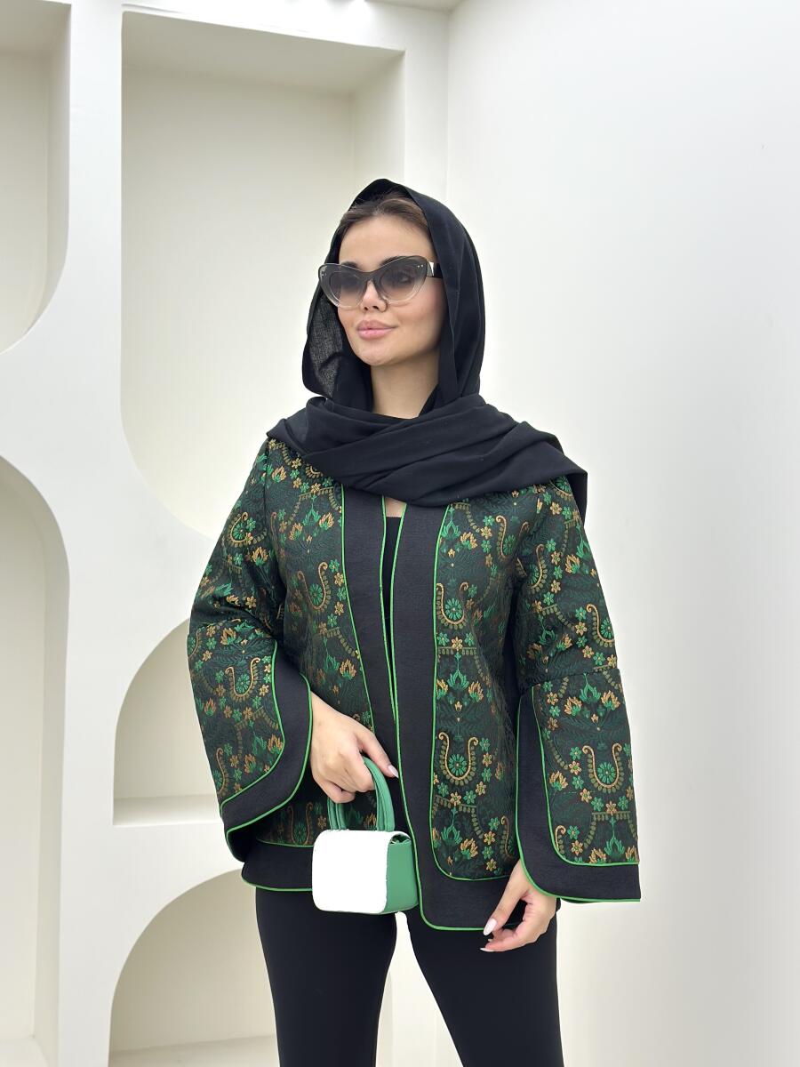 مانتو ژاکارد مزونی آستین چاکدار bt1557-3