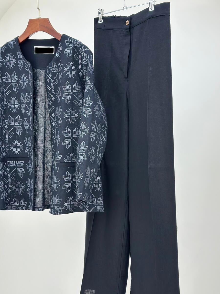 ست 2تیکه کت گلدوزی شده و شلوار لینن bt1555-6