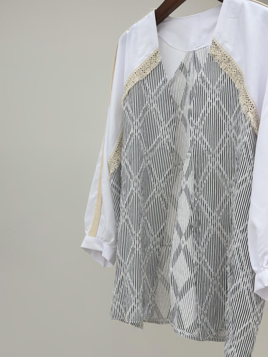 مانتو پارچه طرح دار ریشه دوزی شده bt1570-3