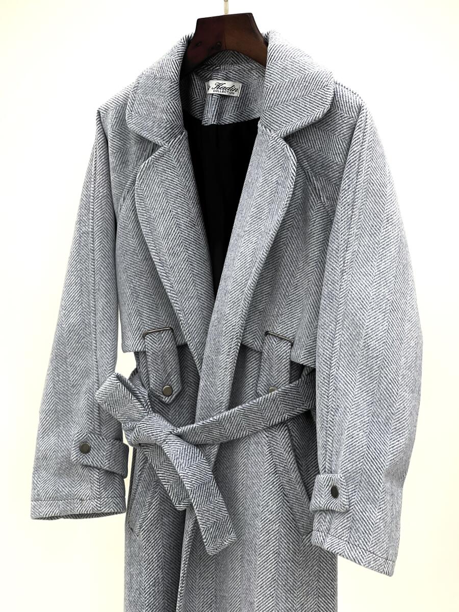 پالتو فوتر موهری طرح جناغی کمربنددار آستردار pd622-15