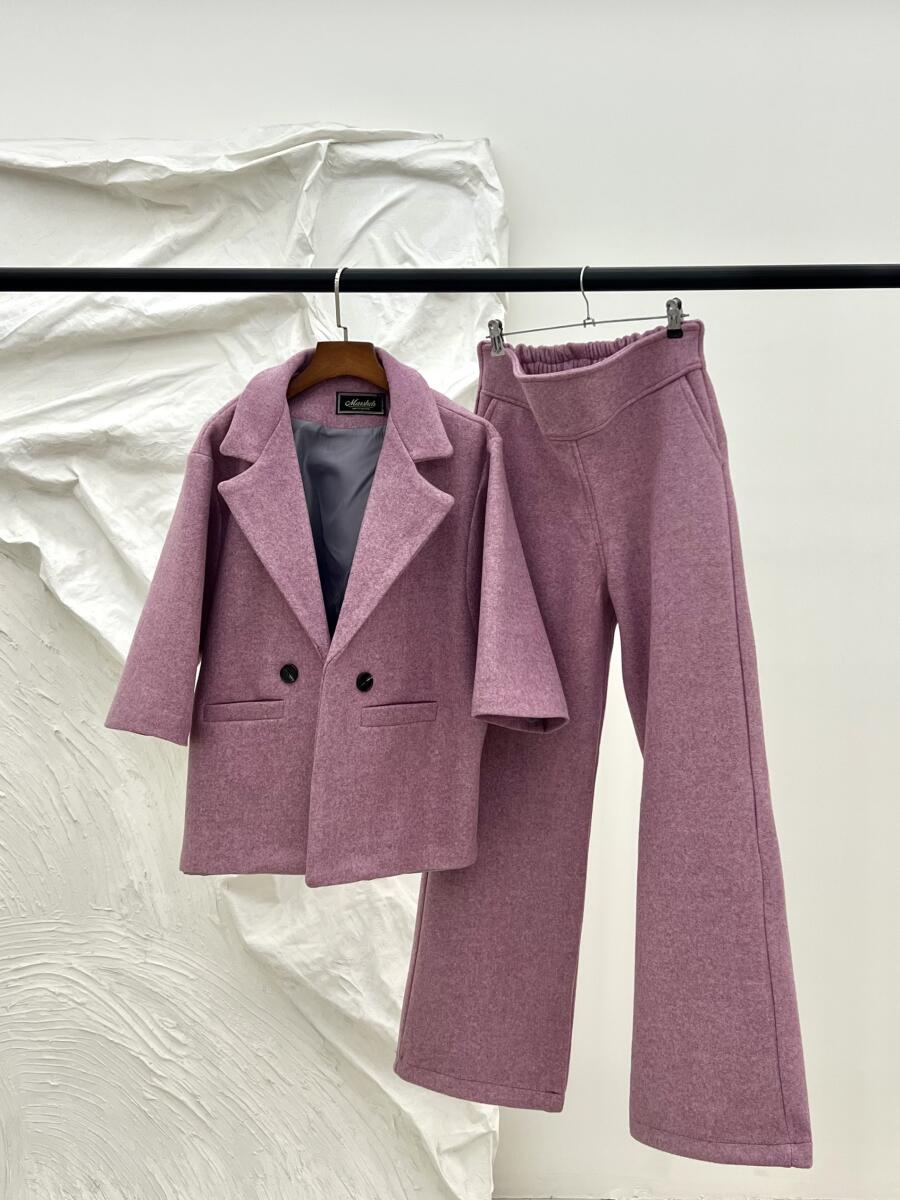 ست 2تیکه کت فوتر آستردار دار و شلوار فوتر زمستانه pd642-14