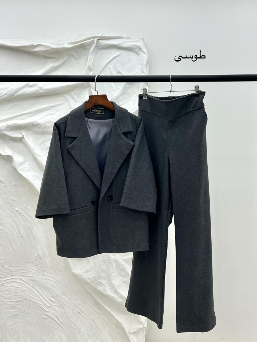 ست 2تیکه کت فوتر آستردار دار و شلوار فوتر زمستانه pd642-14