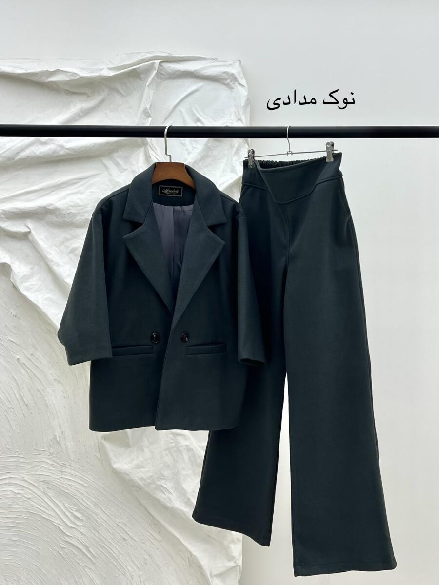 ست 2تیکه کت فوتر آستردار دار و شلوار فوتر زمستانه pd642-14