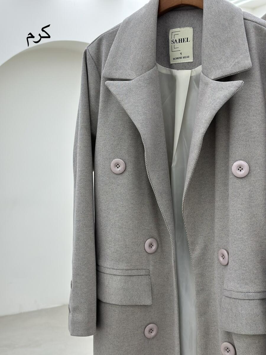 پالتو موهر کلاسیک پارچه طرح راه دار آستردار pd657-2