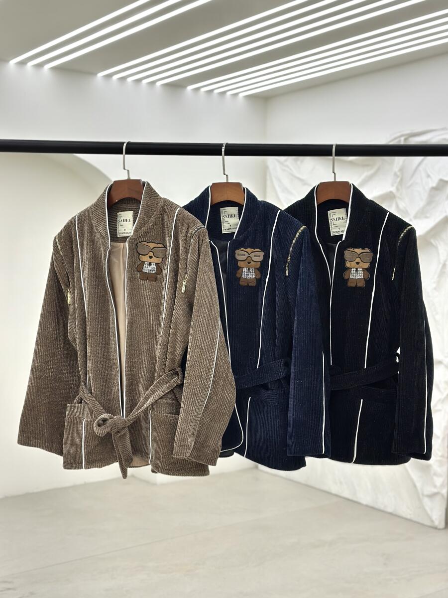 پالتو مخمل اپلیکه دوزی شده طرح تدی آستردار pd656-1