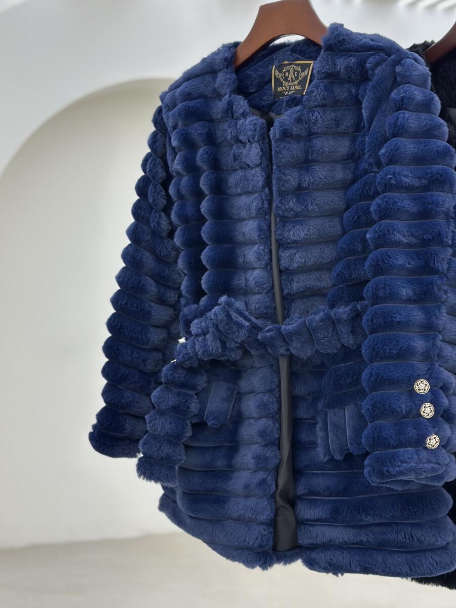 پالتو پوست کتی آستین 3دکمه کمربنددار آستردار pd655-5