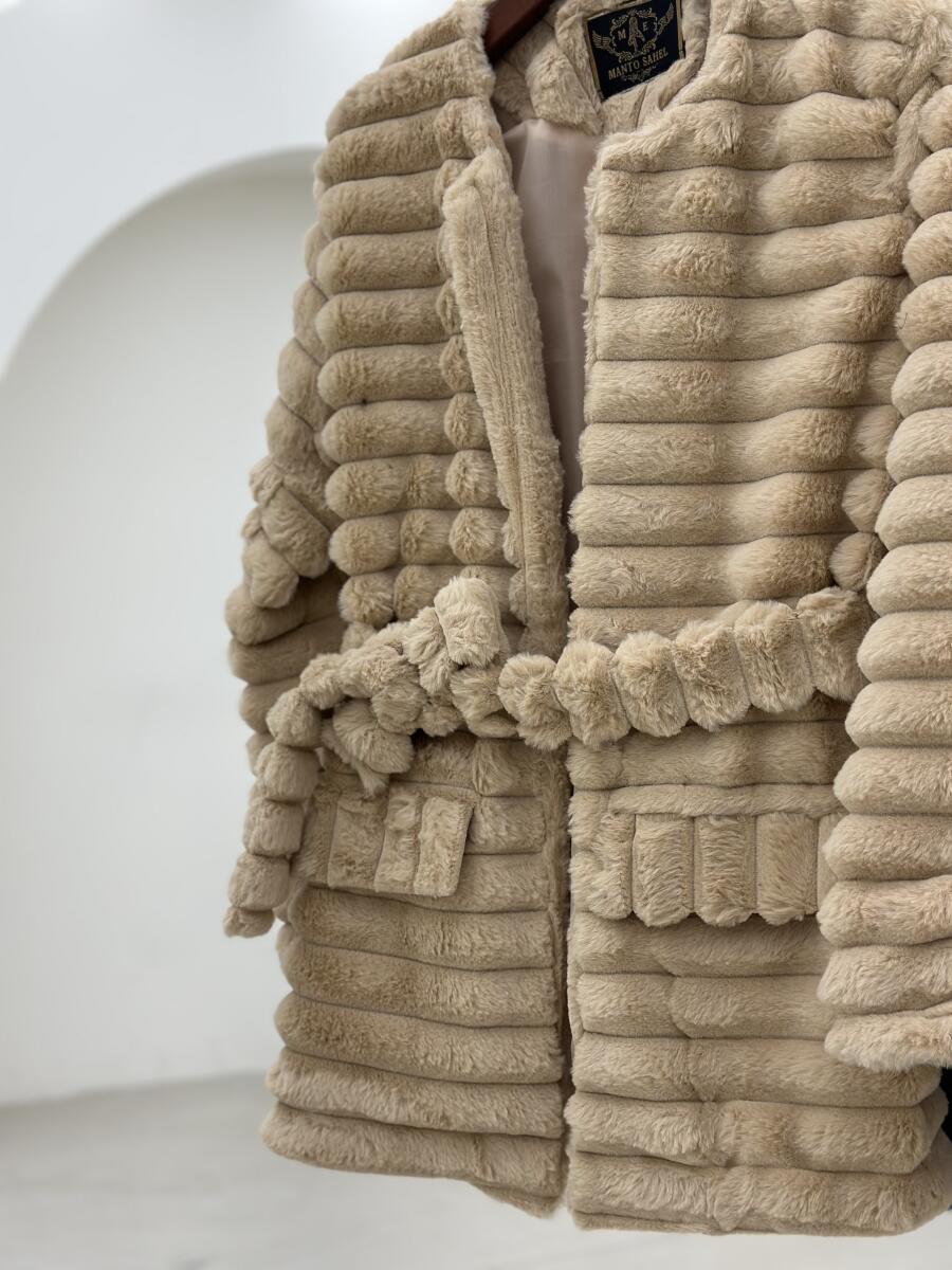 پالتو پوست کتی آستین 3دکمه کمربنددار آستردار pd655-5