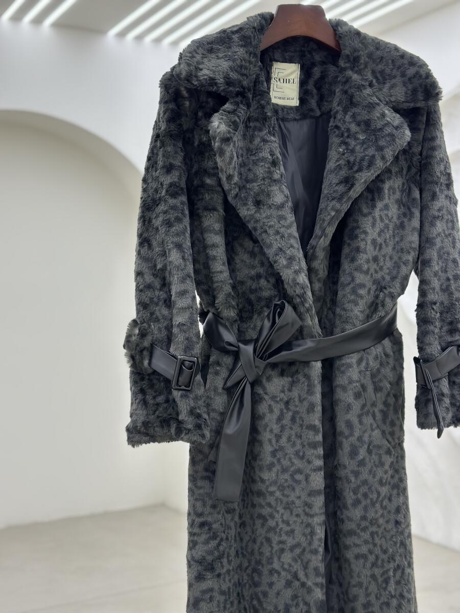 پالتو پوست مزونی آستین کمربندی آستردار pd654-10