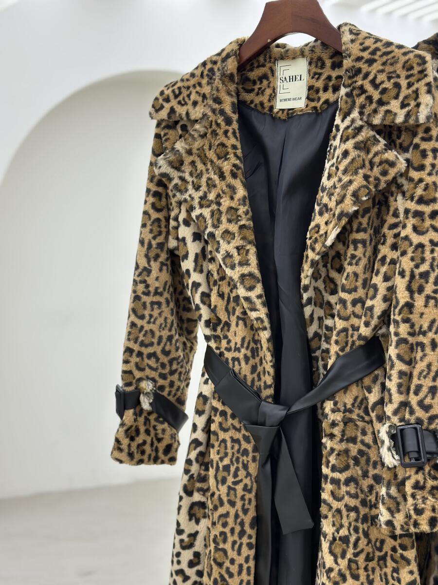 پالتو پوست مزونی آستین کمربندی آستردار pd654-10