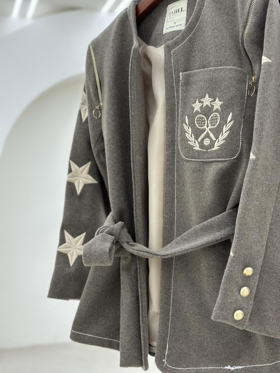 پالتو فوتر گلدوزی شده طرح ستاره آستردار pd650-12