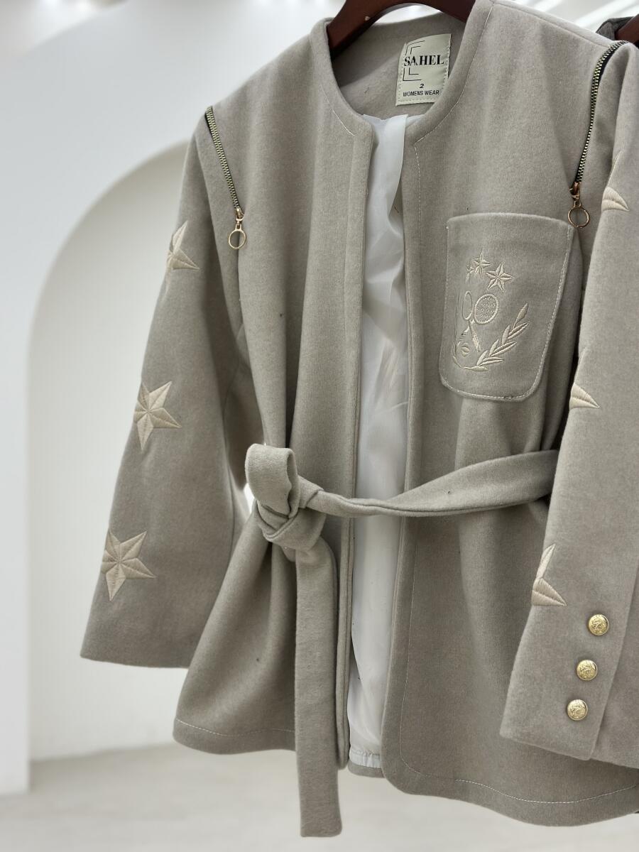 پالتو فوتر گلدوزی شده طرح ستاره آستردار pd650-12