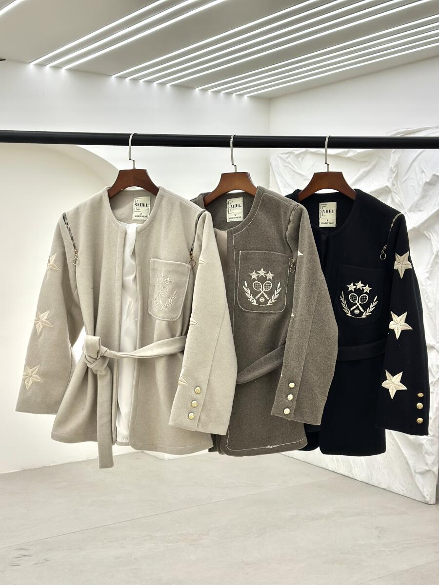 پالتو فوتر گلدوزی شده طرح ستاره آستردار pd650-12