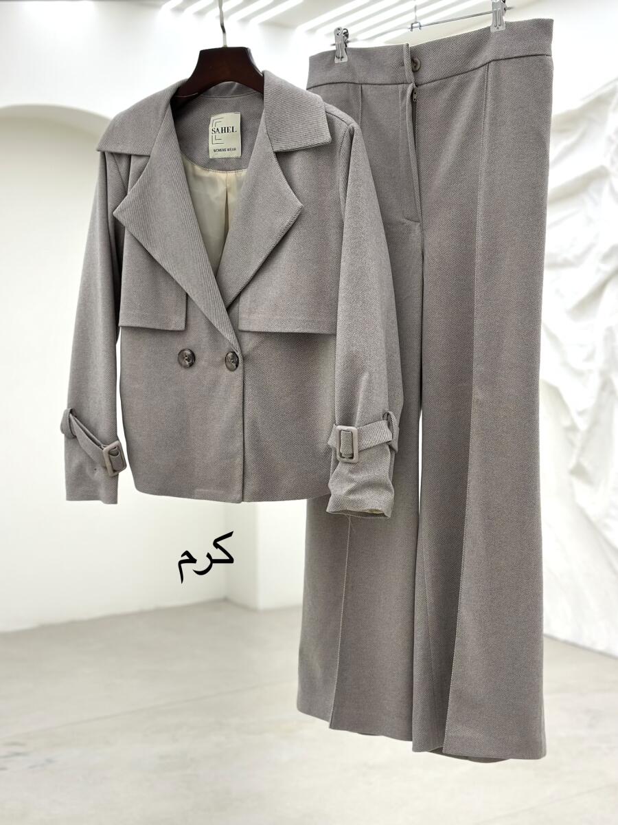 ست 2تیکه کت آستردار وشلوار بگ موهر پاییزه pd651-2