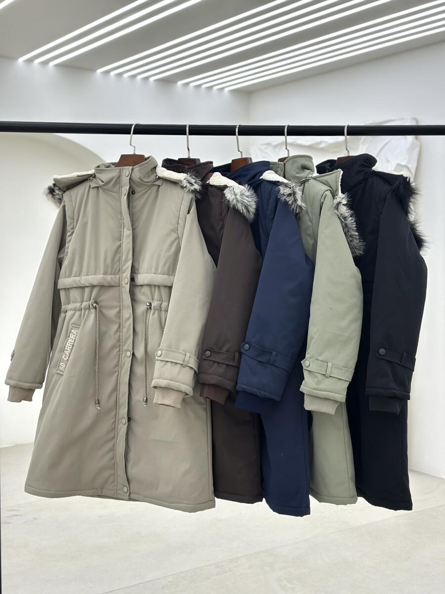 کاپشن داخل پشم شیشه کلاه دار پشت گلدوزی شده آستردار pd663-2