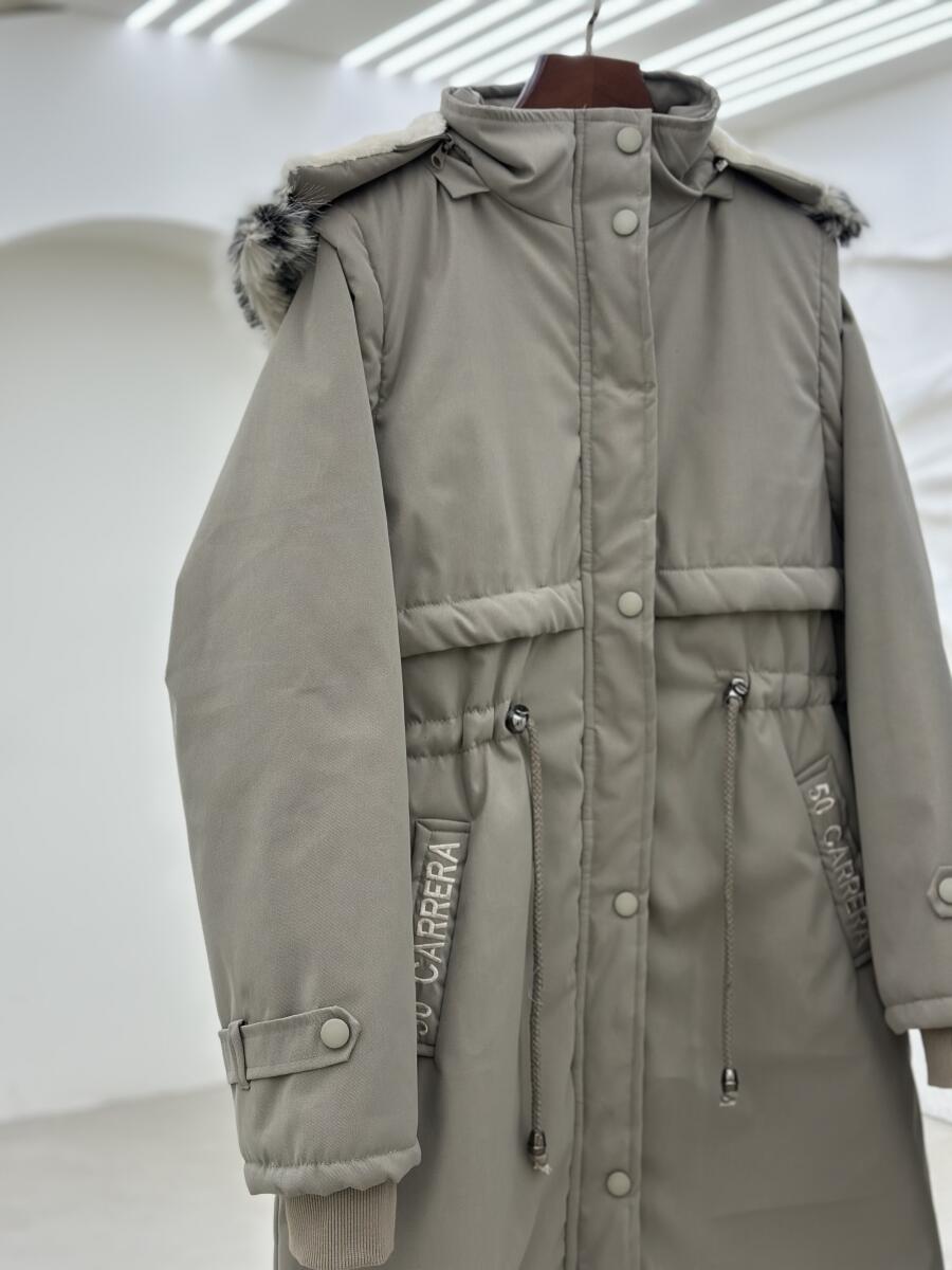 کاپشن داخل پشم شیشه کلاه دار پشت گلدوزی شده آستردار pd663-2