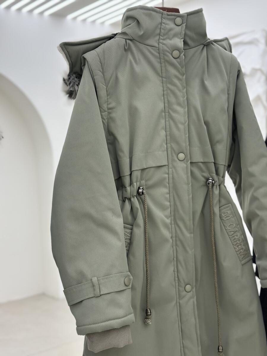 کاپشن داخل پشم شیشه کلاه دار پشت گلدوزی شده آستردار pd663-2