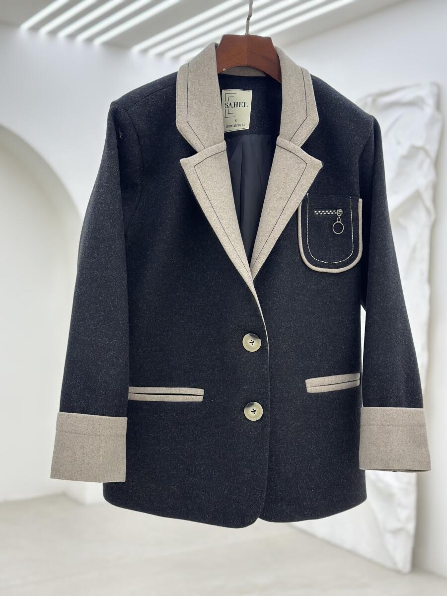 پالتو فوتر کتی کوک دوزی شده 2دکمه آستردار pd658-16