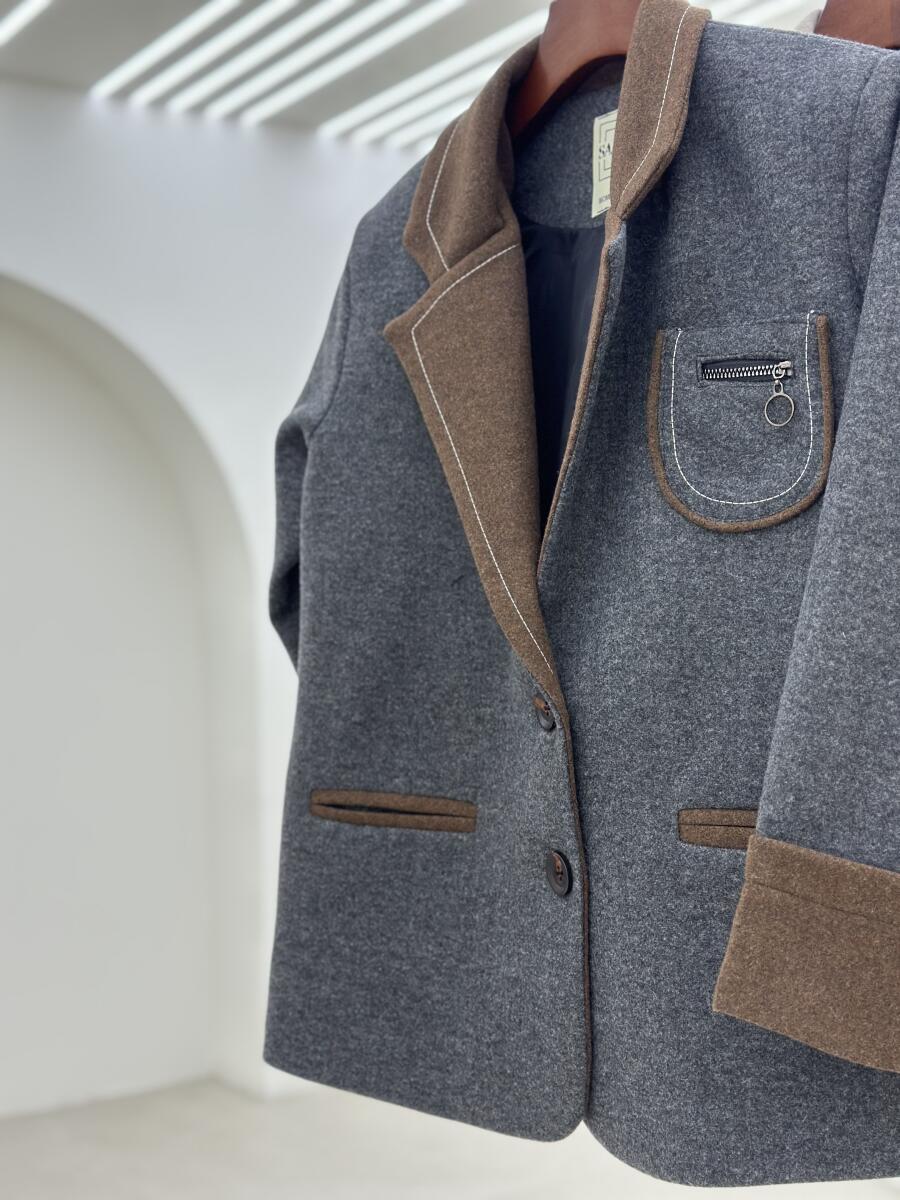 پالتو فوتر کتی کوک دوزی شده 2دکمه آستردار pd658-16