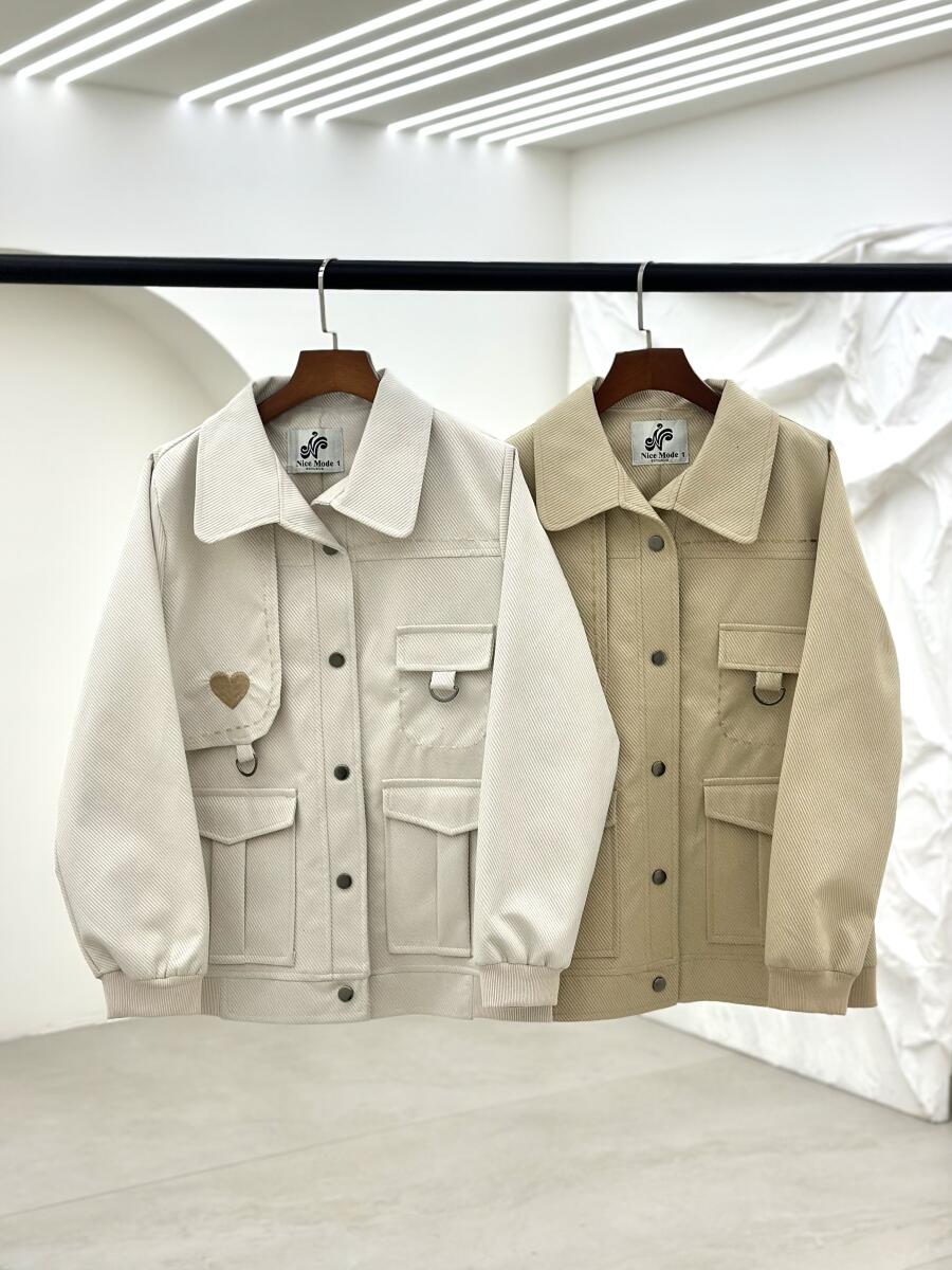 ترنچ کت کتان طرح کج راه گلدوزی شده طرح قلبی آستردار pd671-8