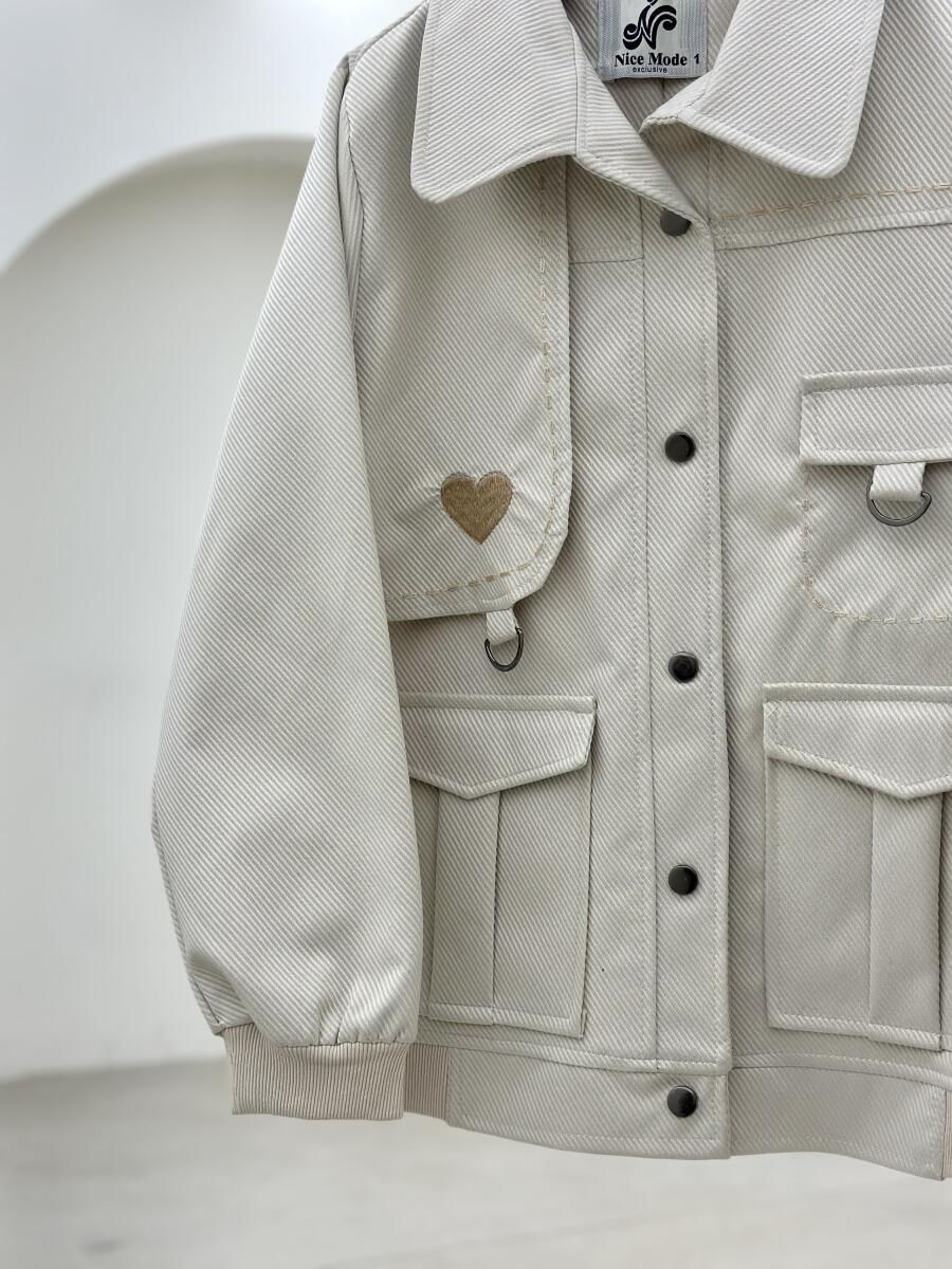 ترنچ کت کتان طرح کج راه گلدوزی شده طرح قلبی آستردار pd671-8