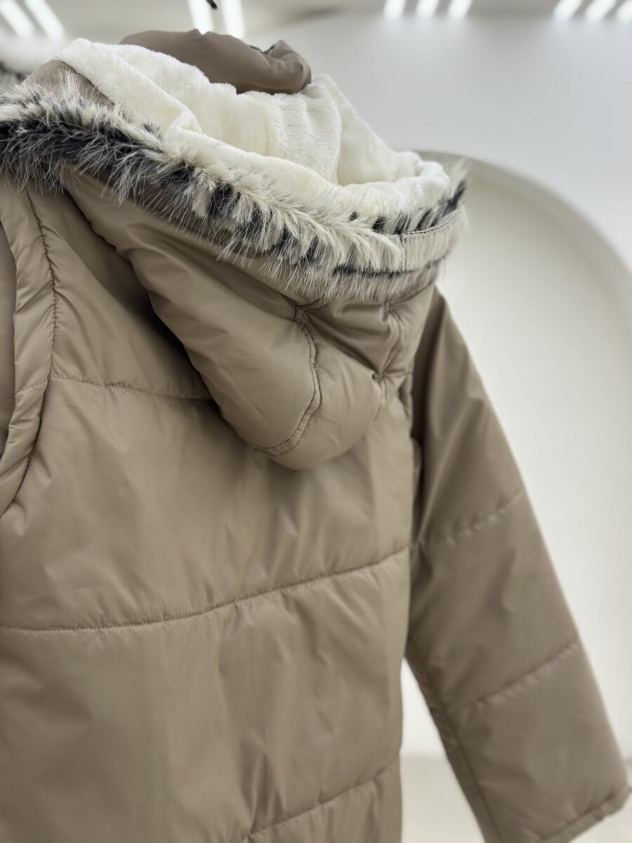 کاپشن مموری زیپی کلاهدار آستردار pd666-12