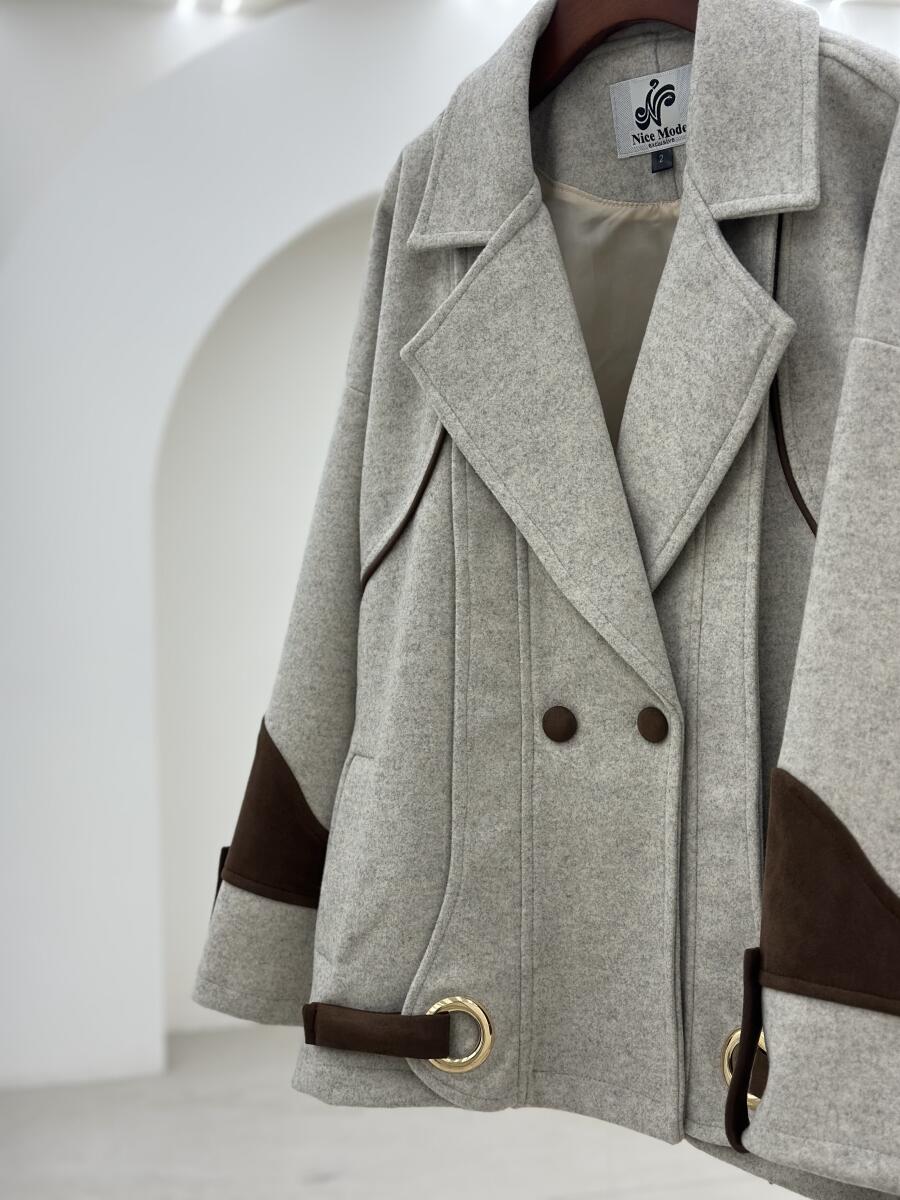 پالتو کتی 2دکمه آستین پاگون دار آستردار pd672-13