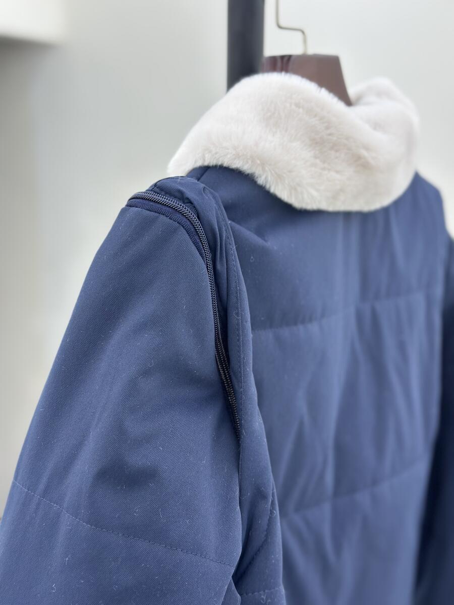 کاپشن کتان داخل پشم شیشه یقه خزدار آستردار pd667-4